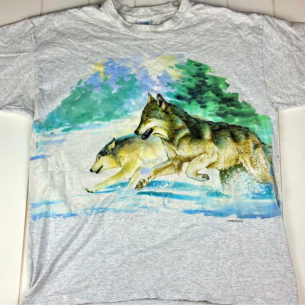 🐺Vintage 90’s Cal Cru Wolf T-shirt Habitat XCIV
